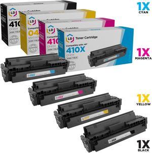 LD Compatible Toner Cartridge Replacements for HP 410X High Yield (1 Black, 1 Cyan, 1 Magenta, 1 Yellow, 4-Pack)