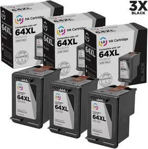 Speedy Inks Remanufactured Ink Cartridge Replacement for HP 64XL N9J92AN High Yield (Black, 3-Pack) Compatible w 6220 6230 6232 6252 6255 6258 7120 7130 7132 7155 7158 7164 7820 7830 7855 7858 7864