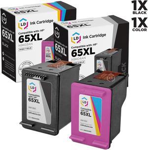 LD Compatible Replacement for HP 65  65XL Set of 2 High Yield Black  TriColor Ink Cartridges for use in DeskJet 2652 3720 3730 3732 3752 3755  3758