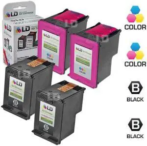 LD © Remanufactured Ink Cartridge Replacements for HP CC640WN (HP 60) Black and HP CC643WN (HP 60) Color (2 Black and 2 Color) LD © Remanufactured Ink Cartridge Replacements for HP CC640WN (HP 60) Black and HP CC643WN (HP 60) Color (2 Black and 2 Color)