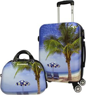 World Traveler Palm Tree 2-Piece Hardside Carry-On Spinner Luggage Set