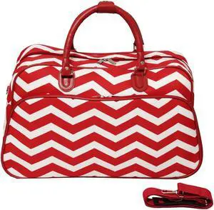 All-Seasons ZigZag 21-inch Carry-On Shoulder Tote Duffel Bag - Red Cream