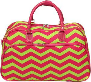 All-Seasons ZigZag 21-inch Carry-On Shoulder Tote Duffel Bag - Pink Lemonade