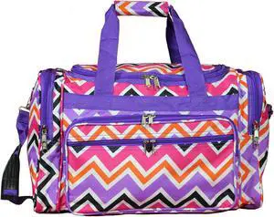 World Traveler 19-inch Carry-On Shoulder Duffel Bag - Purple Trim Chevron Multi