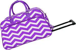 World Traveler 21-Inch Carry-On Rolling Duffel Bag - Dark Purple Chevron
