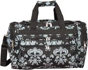 World Traveler 19-inch Carry-On Shoulder Duffel Bag - Black Blue Damask