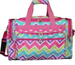 World Traveler Chevron 16-inch Carry-On Duffel Bag - Pink Trim Chevron Multi