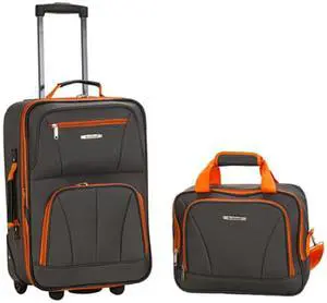 Rockland Rio Upright Carry-On & Tote 2-Piece Luggage Set - Charcoal