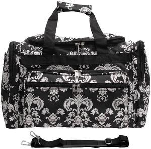World Traveler 22-inch Travel Duffel Bag - Black White Damask II