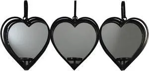 Urban Designs Three Hearts Mirrored Candle Wall Sconce