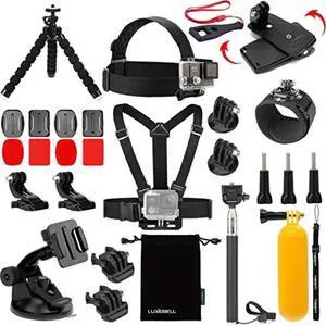 Luxebell Accessories Kit for AKASO EK5000 EK7000 4K WiFi Action camera gopro Hero 8 7 6 5/Session 5/Hero 4/3+/3/2/1 Max Fusion