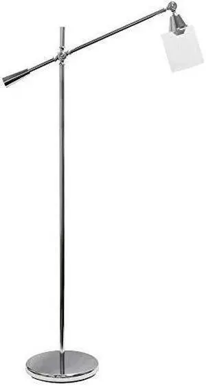 Lalia Home Swing Arm Floor Lamp with Clear Glass Cylindrical Shade, Chrome