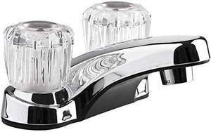 Dura Faucet DF-PL700A-CP RV Bathroom Sink Faucet with Clear Acrylic Knobs - 2-Handle (Chrome)