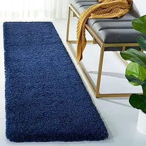 SAFAVIEH Milan Shag Collection SG180 Solid Non-Shedding Living Room Bedroom Dining Room Entryway Plush 2-inch Thick Runner, 2 x 6 , Navy SAFAVIEH Milan Shag Collection SG180 Solid Non-Shedding Living Room Bedroom Dining Room Entryway Plush 2-inch Thick Runner, 2 x 6 , Navy
