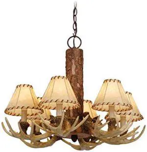 Vaxcel CH33006NS Lodge 6 Light Chandelier, 22" x 22" x 18", Noachian Stone Finish