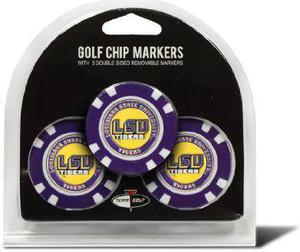 Team Golf Ncaa Lsu Tigers Golf Chip Ball Markers (3 Count), Poker Chip Size With Pop Out Smaller Double-Sided Enamel Markers,Multi
