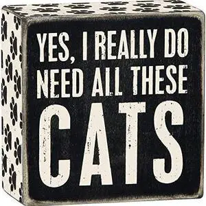 Primitives By Kathy Word Box Sign, 4" Square, Yes, Cats Primitives By Kathy Word Box Sign, 4" Square, Yes, Cats