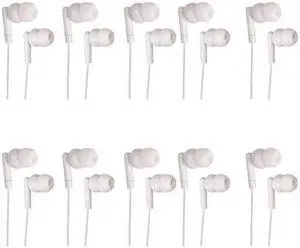 justjamz pearl basic white headphones 3.5mm disposable earphones bulk earbuds for kids and adults 50 pack