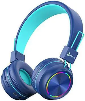 Iclever Bth03 Kids Headphones, Colorful Led Lights Kids Bluetooth Headphones With Mic, 25H Playtime, Stereo Sound, Bluetooth 5.0, Foldable, Childrens Headphones On Ear For Study Tablet Airplane,