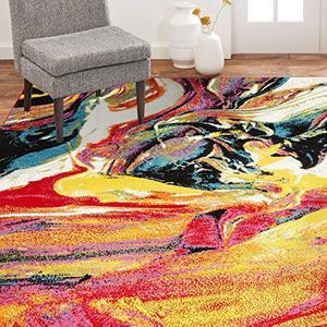 Home Dynamix Splash Avant Area Rug 33"X43, Abstract White/Pink/Yellow/Blue