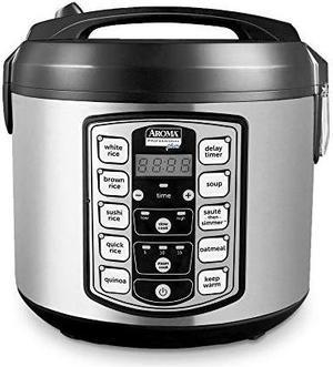 Aroma Housewares Arc-5000Sb Digital Rice, Food Steamer, Slow, Grain Cooker, Stainless Exterior/Nonstick Pot, 10-Cup Uncooked/20-Cup Cooked/4Qt, Silver, Black