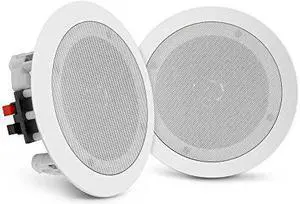 Pyle Pair Flush 8 Mount In-Wall In-Ceiling 2-Way Home Speaker System Spring Loaded Quick Connections Dual Polypropylene Cone Polymer Tweeter Stereo Sound 250 Watts (Pdic1681Rd)