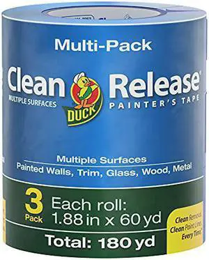 Duck Clean Release Blue Painters Tape 2-Inch (1.88-Inch X 60-Yard), 3 Rolls, 180 Total Yards, 240461