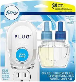 Febreze Plug In Air Freshener And Odor Eliminator, Scented Oil Refill And Oil Warmer, Linen & Sky, 1 Count