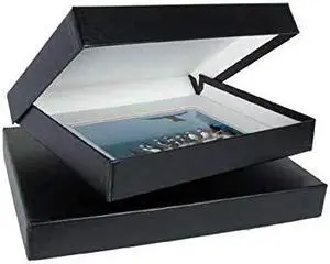 Archival Methods Onyx 8.5X11" X 2" Portfolio Box, 8.75" X 11.25", Black Buckram / White Lining.