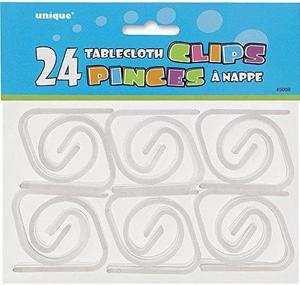 Unique Tablecloth Clips Party Supplies, 24Ct, Clear Plastic