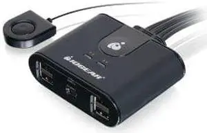 iogear usb 2.0 4x4 peripheral switching hub - 4 pc share to 4 usb devices - up to 480mbps - mobile devices charging - mouse/keyboard - printer - scanner - ex hd & more-led indicators w/remote - gus404