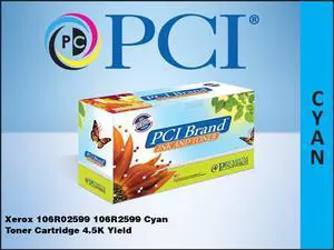 PCI Brand Xerox 106R02599 Cyan Toner Cartridge 4500 Page Yield for Xerox Phaser 7100, Xerox Phaser 7100DN, Xerox Phaser 7100N, 106R2599 Cyan Toner