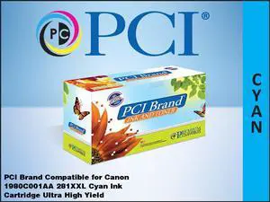 PCI Brand Canon 1980C001AA-PCI New Compatible Replacement For Canon 1980C001AA Cyan InkJet Cartridge Extra High Yield Page Yield