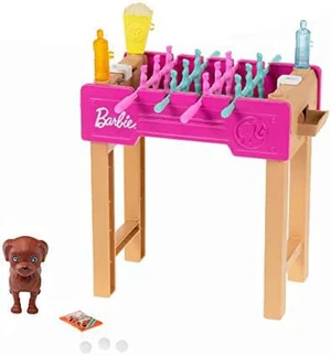 Barbie Mini Playset with Pet, Accessories and Working Foosball Table, Game Night Theme, Gift for 3 to 7 Year Olds Barbie Mini Playset with Pet, Accessories and Working Foosball Table, Game Night Theme, Gift for 3 to 7 Year Olds