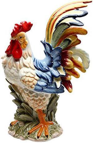 StealStreet SS-CG-31980, 15.75 Inch Porcelain Painted Colorful Rooster Bird Figurine Statue, Blue/Orange