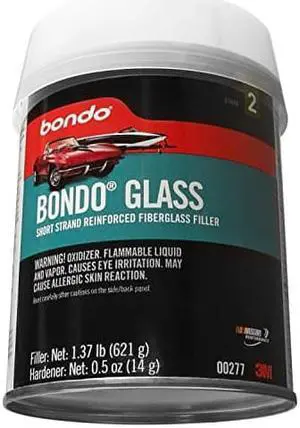 Bondo Glass, Short Strand Reinforced Fiberglass Filler, Stage 2, 1.37 lbs. Filler with 0.5 oz Hardener