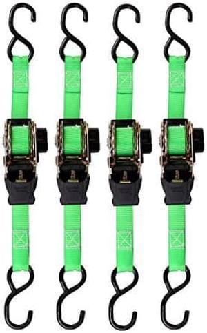 SMARTSTRAPS - 468 SmartStraps 6-Foot Ratchet Straps (4pk) 1,500 lbs Break Strength ?500 lbs Safe Work Load?Haul ATVs, Lawn Tractors and Other Small Equipment ?Easy-to-Use Retractable Tie-Down Straps