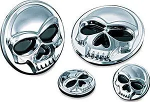 Kuryakyn 1492 Motorcycle Accent Accessory: Small Zombie Skull Medallions, 1" Diameter, Chrome, 1 Pair