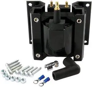 Ignition Coil, CD, E-Core, 0.400 ohm, Male HEI, 40000V, 90 Degree Boot/Terminal Included, Black, Each