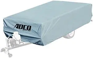 ADCO 2890 Pop Up Folding Trailer Polypropylene Cover, Fits Trailers up to 8, Gray/White