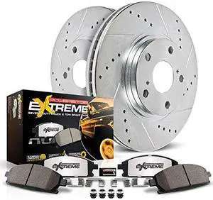 Power Stop K2442-36 Front Z36 Truck & Tow Brake Kit, Carbon Fiber Ceramic Brake Pads and Drilled/Slotted Brake Rotors