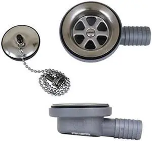 Scandvik 10306 Low Profile Elbow Drain with Stopper, 1" Outlet