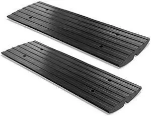 PYLE PCRBDR21 Car Vehicle Curbside Driveway Ramp - 4ft Heavy Duty Rubber Threshold Bridge Tracks Curb Ramps, 2 Pieces (for Car, Truck, Scooter, Bike, Motorcycle, Wheelchair Mobility) - Pyle PCRBDR21
