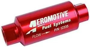 Aeromotive 12335 Filter, In-Line, 40-Micron Stainless Mesh Element, ORB-10 Port, Bright-Dip Red, 2" OD