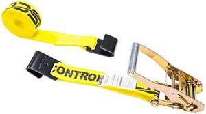 US Cargo Control - 2 x 12 Ratchet Strap - Flat Hook Ratchet Strap - 2 Inch Wide X 12 Foot Long - Yellow Ratchet Strap - Dependable Strap for Cargo Securement - 3,333 Pound Working Load Limit