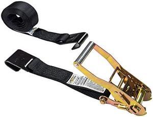 US Cargo Control - 2 x 12 Ratchet Strap - Ratchet Strap with Flat Hook - 2 Inch Wide X 12 Foot Long - Black Ratchet Straps - Dependable Utility Strap - 3,333 Pound Working Load Limit