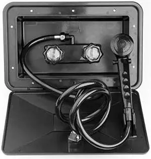 Dura Faucet DF-SA170-BK RV Weatherproof Exterior Shower Box Kit - Lock and Key (Black)