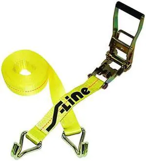 S-Line 557-15WHK Ratchet Strap Tie Down with Long Wide Handle and J-Hooks, 2-Inch by 15-Feet, 3,333-Pounds Working Load Limit