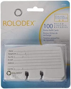 Rolodex Petite Refill Cards, 2 1/4 x 4, 100 Cards/Pack