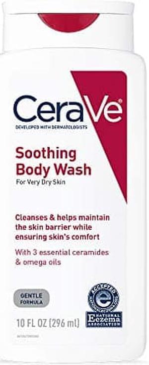 CeraVe Soothing Body Wash for Dry Skin  Shower Oil for Sensitive Dry Itchy and EczemaProne Skin  Fragrance Free  Paraben Free  Sulfate Free  10 oz